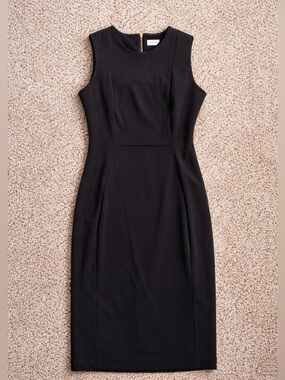 Calvin Klein Black Sleeveless Sheath Dress with Back Zip